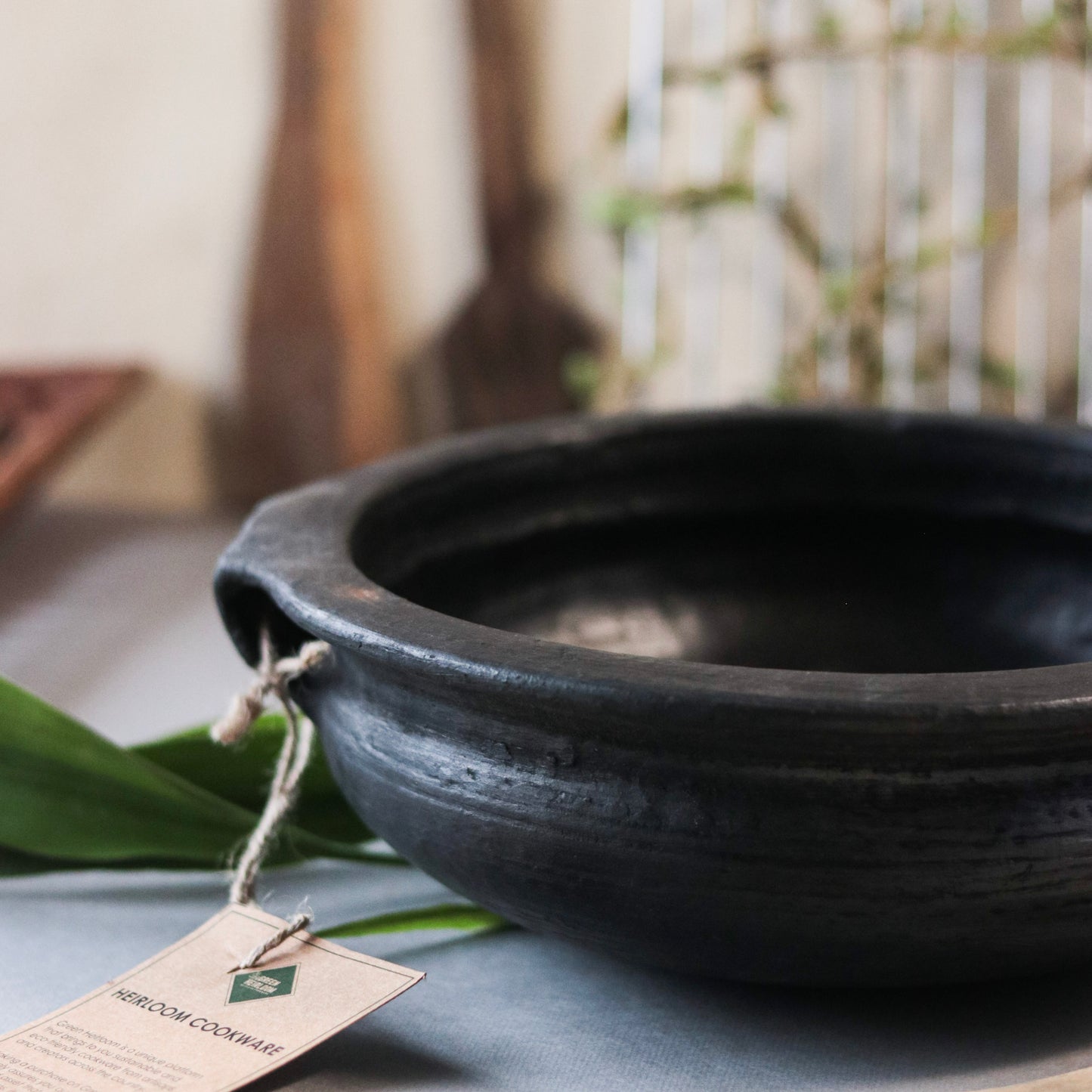 Blackened Clay Urali with lid