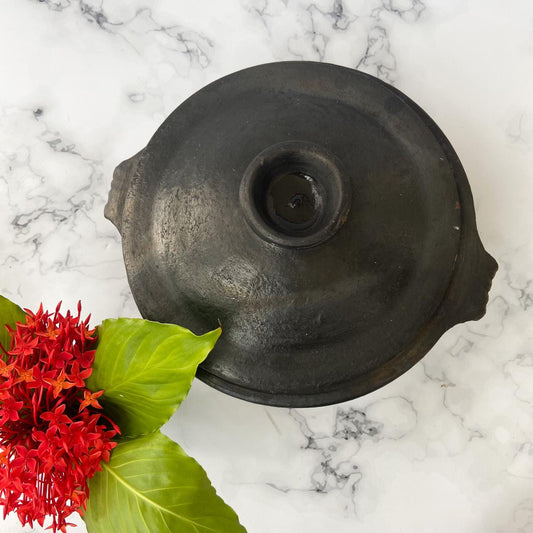 Blackened Clay Urali with lid