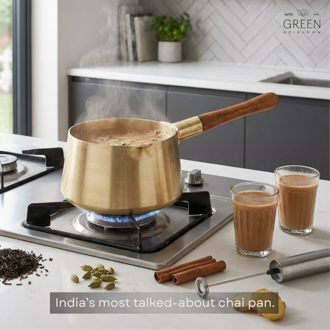 Bronze Chai Pan with a Teak Wooden Handle
