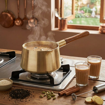 Bronze Chai Pan with a Teak Wooden Handle