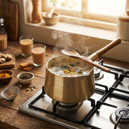 Bronze Chai Pan with a Teak Wooden Handle