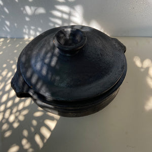 Blackened Clay Urali with lid